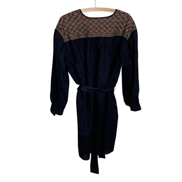 NWT Banana  Republic Black Linen Blend Embroiderd Mini Dress - Size 18 - Picture 3 of 10